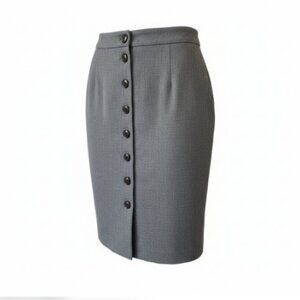 Express Design Studio Women's Pencil Skirt Sz 6 Gray Button-Up Career Work